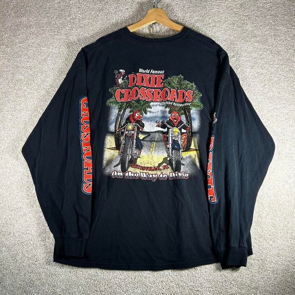 Y2K men's Biker crawfish graphic motorcycle long sleeve t-shirt